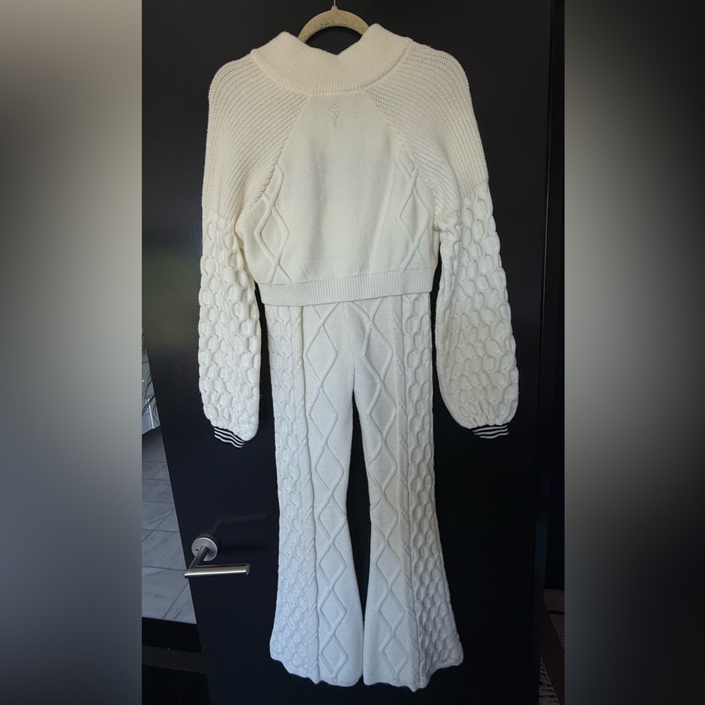 Free People Cream Cable-Knit Wide-Leg Pants with Matching Sweater - Picture 6 of 7